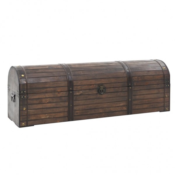 Baú de armazenamento estilo vintage madeira maciça 120x30x40 cm D