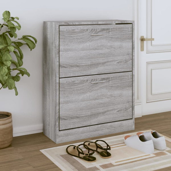 Mueble zapatero madera contrachapada gris Sonoma 63x24x81 cm D