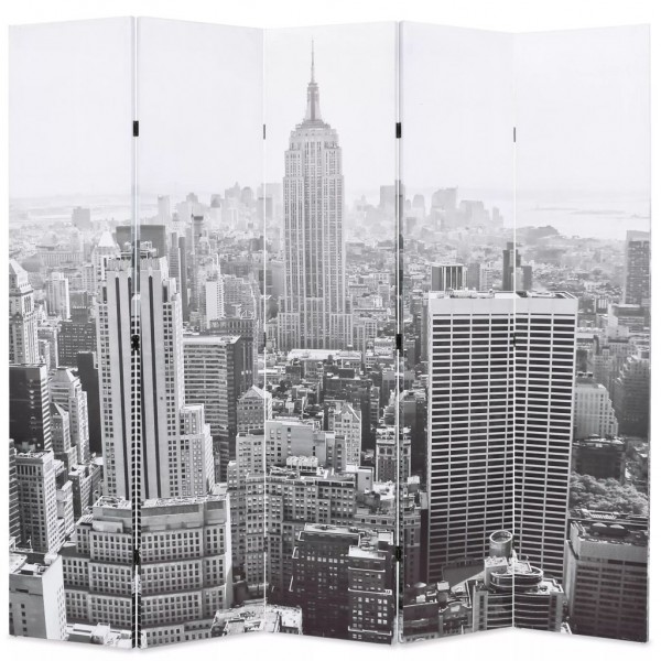 Biombo divisor plegable 200x170 cm Nueva York blanco y negro D