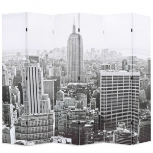 Biombo divisor plegable 228x170 cm Nueva York blanco y negro D