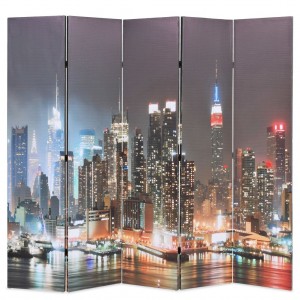 Tela divisória dobrável 200x170 cm Nova York à noite D