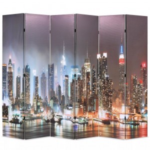 Biombo divisor plegable 228x170 cm Nueva York de noche D