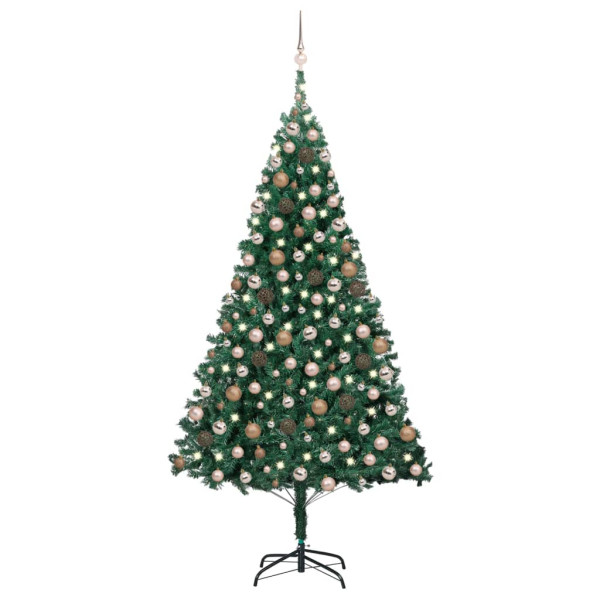 Árvore de Natal pré-iluminada com luzes e bolas verdes 240 cm D