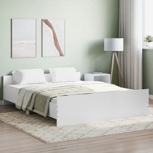 Estructura de cama con cabecero y piecero blanco 160x200 cm D