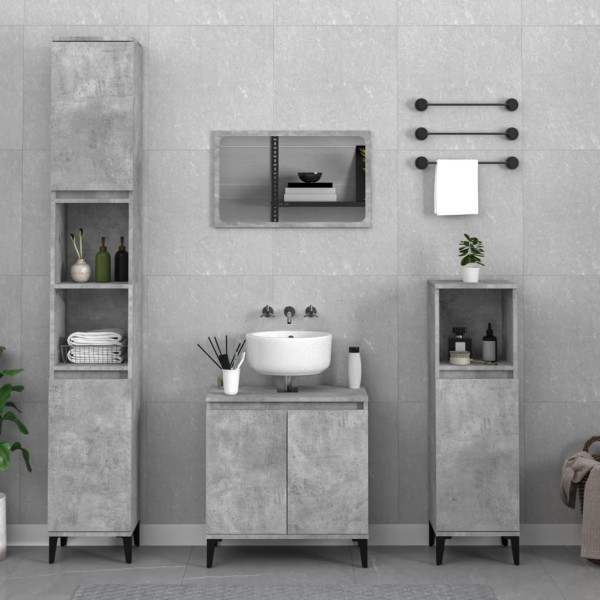 Set muebles de baño 2 piezas madera contrachapada gris hormigón D