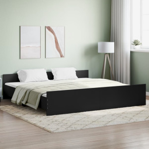 Estructura de cama con cabecero y piecero negro 180x200 cm D