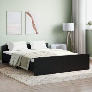 Estructura de cama con cabecero y piecero negro 160x200 cm D