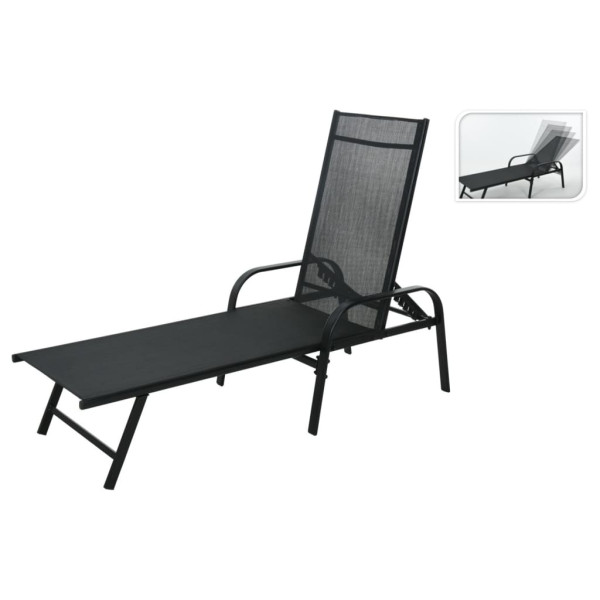 ProGarden Tumbona plegable negro 195x60x45 cm D