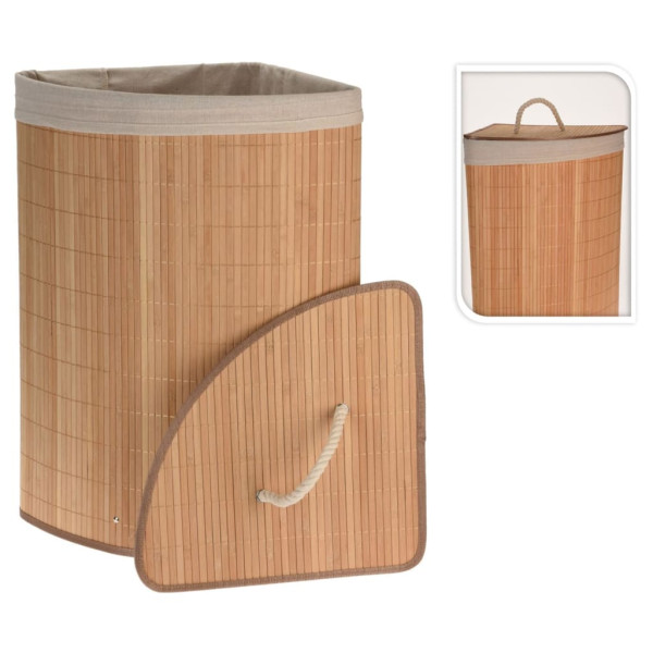 Bathroom Solutions Cesto de lavagem esquinheiro de bambu D