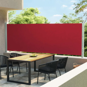 Toldo lateral retráctil para patio rojo 600x160 cm D