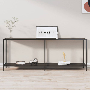 Mesa consola vidrio templado negro 200x35x75.5 cm D