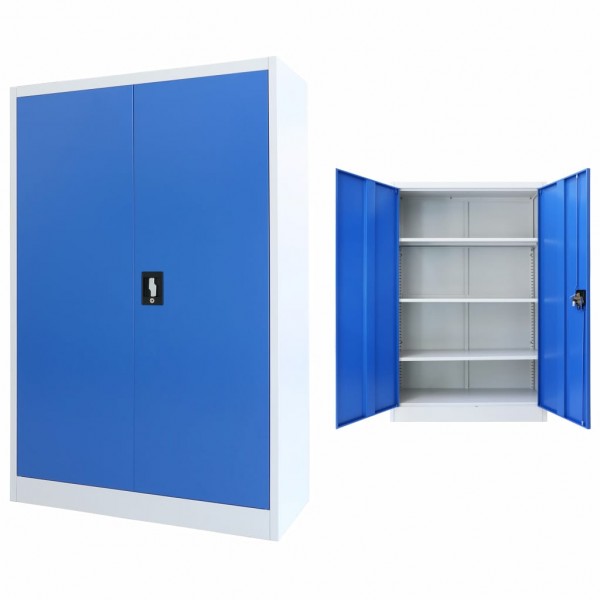 Móveis de escritório de metal cinza e azul 90x40x140 cm D