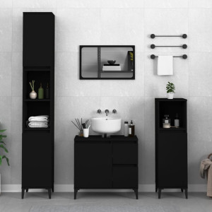 Armario de baño madera contrachapada negro 65x33x60 cm D