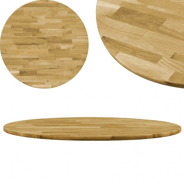 Superfície da mesa redonda madeira maciça de carvalho 23 mm 400 mm D