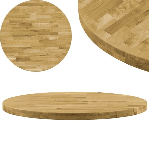 Superficie de mesa redonda madera maciza de roble 44 mm 400 mm D