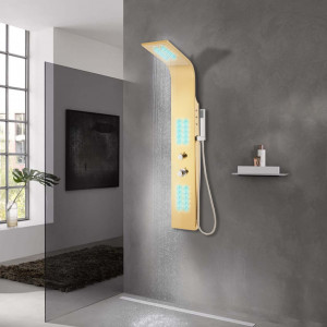 Sistema de panel de ducha acero inoxidable 201 dorado curvo D