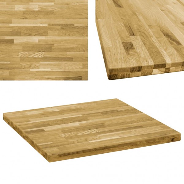 Tablero de mesa cuadrado madera maciza de roble 44 mm 80x80 cm D