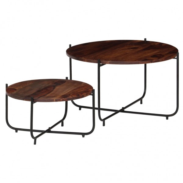 Set de mesas de centro 2 peças madeira maciça sheesham 60x35 cm D