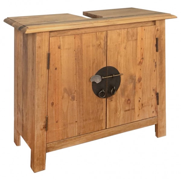 Mobiliário de lavatório madeira maciça de pinho 70x32x63 cm D