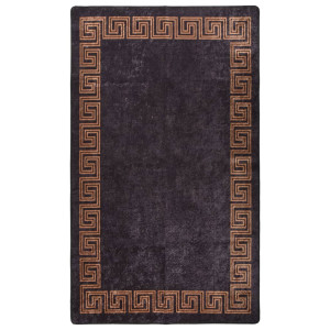 Alfombra lavable antideslizante negro y dorado 120x170 cm D