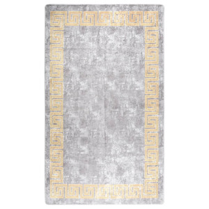 Alfombra lavable antideslizante gris y dorado 120x170 cm D