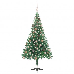 Árbol de Navidad artificial con luces y bolas 564 ramas 180 cm D