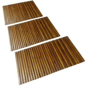 Set 3 alfombras de acacia para el baño. 80 x 50 cm D