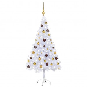 Árbol de Navidad artificial con luces y bolas 230 ramas 120 cm D