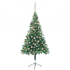 Árbol de Navidad artificial con luces y bolas 380 ramas 150 cm D