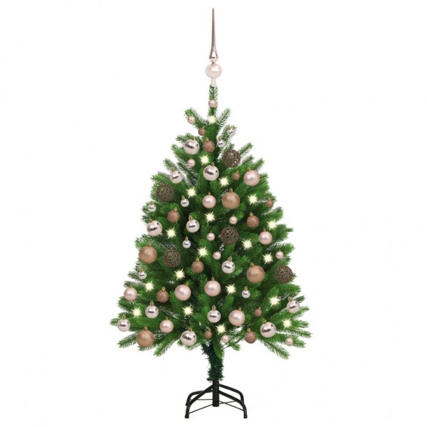 Árvore de Natal pré-iluminada com luzes e bolas verdes 120 cm D