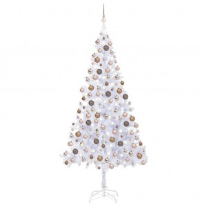 Árbol de Navidad artificial con luces y bolas 910 ramas 210 cm D