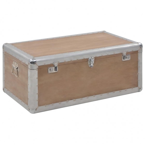 Caja de almacenaje madera maciza abeto marrón 91x52x40 cm D