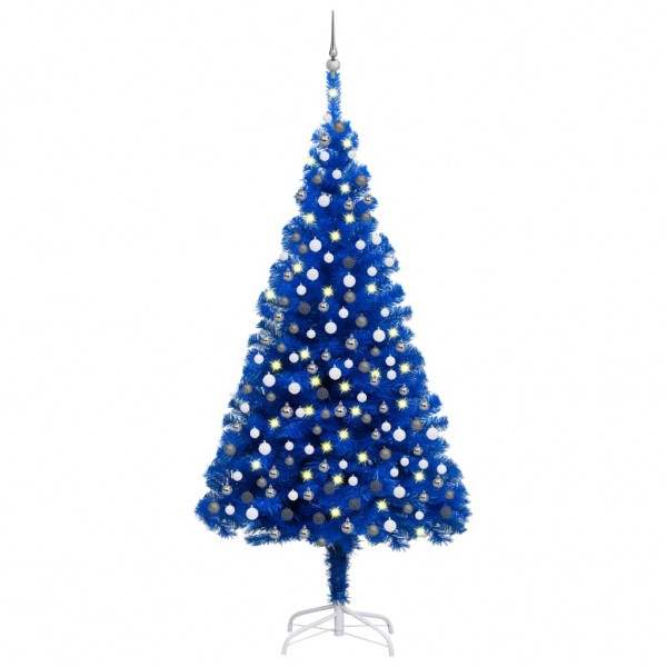Árvore de Natal pré-iluminada com luzes e bolas azuis 240 cm D