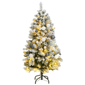 Árbol de Navidad artificial con bisagras 150 LED y bolas 150 cm D
