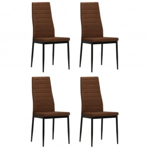 Cadeiras de jantar 4 unidades de tecido marrom D
