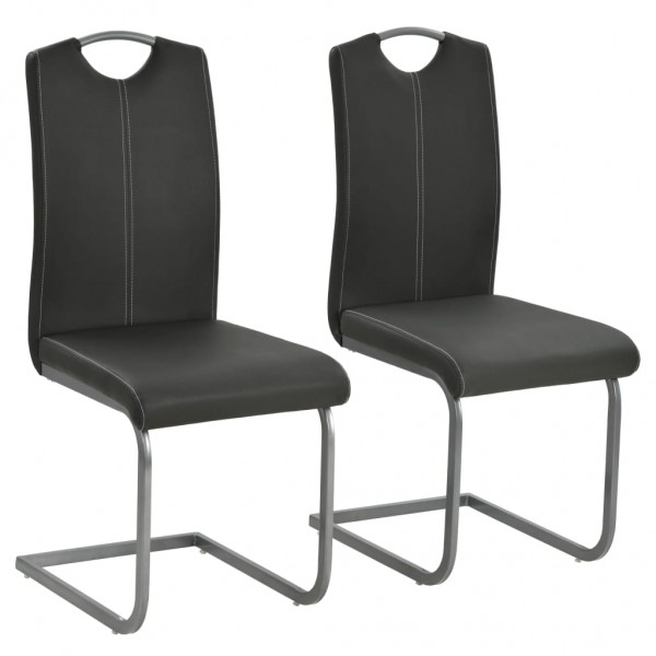 Cadeiras de jantar 2 unidades de couro sintético cinza D