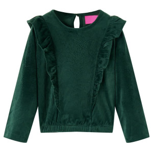 Blusa de niña con volantes verde oscuro 140 D