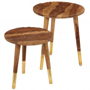 Mesas de centro 2 piezas madera maciza de sheesham D