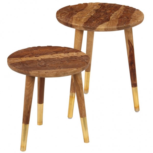Mesas de centro 2 peças madeira maciça de sheesham D