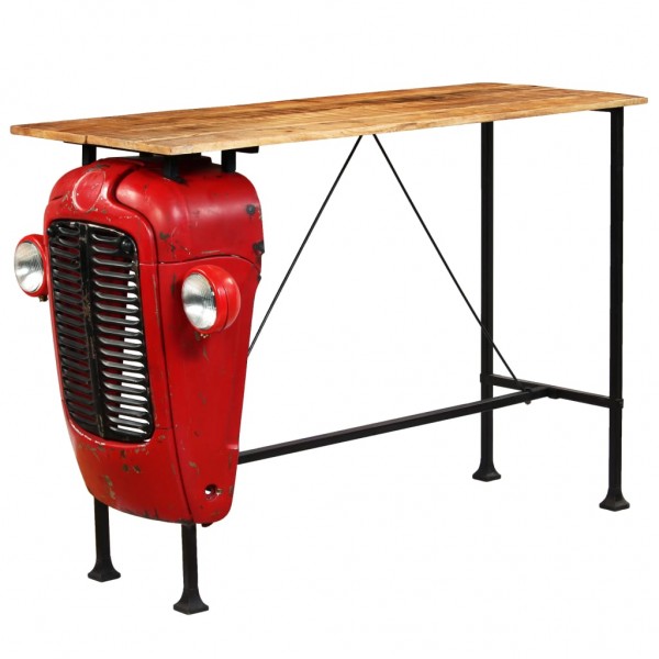 Mesa de bar de tractor madera maciza mango roja 60x150x107 cm D