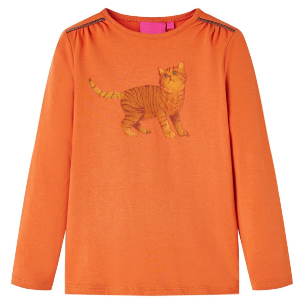 Camiseta de niño de manga larga estampado de gato naranja 140 D