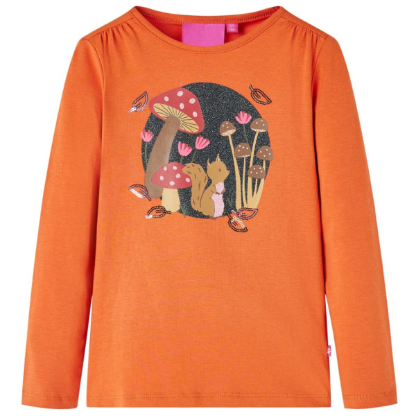 Camiseta de niño de manga larga estampado de ardilla naranja 92 D