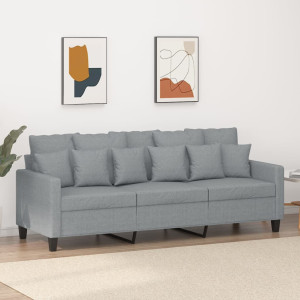 Sofá de 3 plazas de tela gris claro 180 cm D