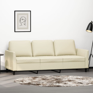 Sofá de 3 plazas de cuero sintético color crema 180 cm D