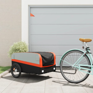 Reboque de carga para bicicletas de ferro preto e laranja 45 kg D