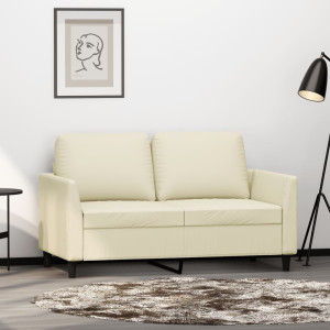 Sofá de 2 plazas de cuero sintético color crema 120 cm D