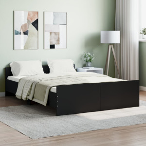 Estructura de cama con cabecero piecero negro 135x190cm D