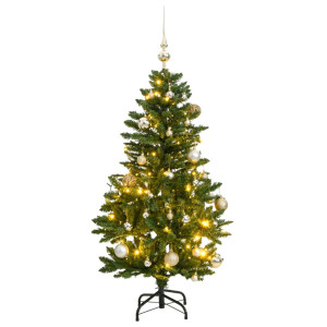 Árbol de Navidad artificial con bisagras 150 LED y bolas 150 cm D