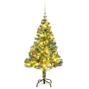 Árvore de Natal artificial com 150 bolas de LEDs e neve 150 cm D