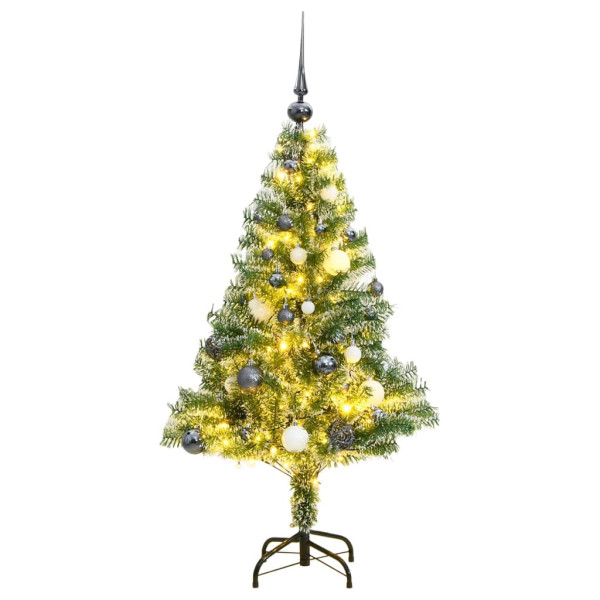 Árvore de Natal artificial com 150 bolas de LEDs e neve 150 cm D